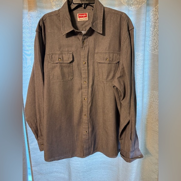 Wrangler Men’s Long Sleeve XL Gray Heather Button Down Shirt - Picture 1 of 8